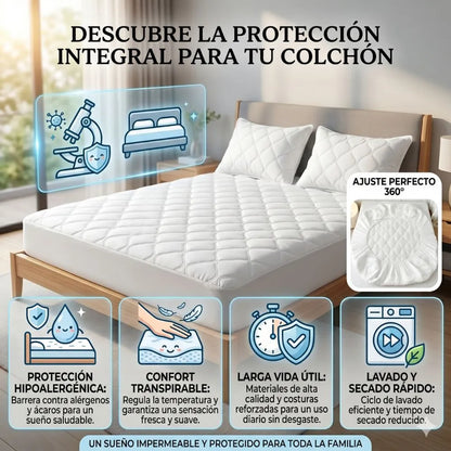 😴 Protector de Colchón Antifluidos + Funda x2 | Cuidado Total Contra Manchas y Humedad.👌