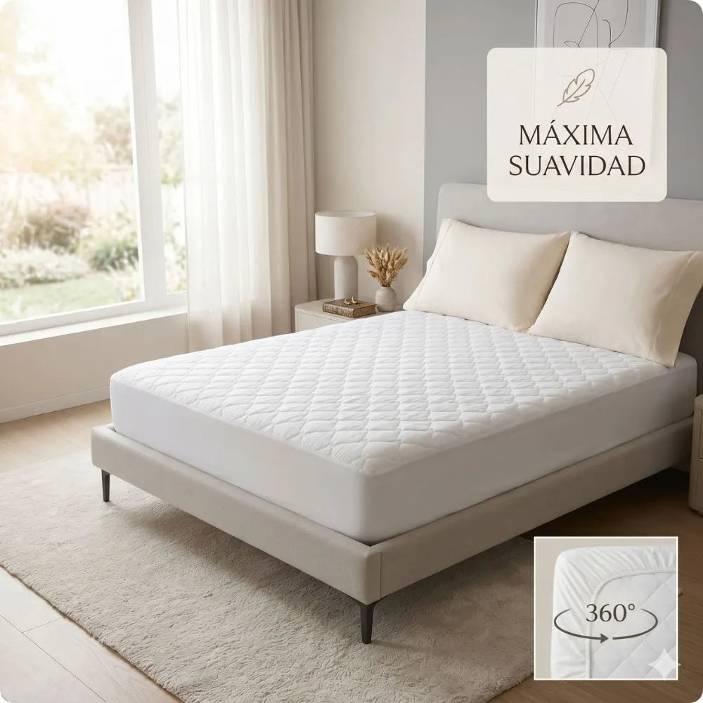 😴 Protector de Colchón Antifluidos + Funda x2 | Cuidado Total Contra Manchas y Humedad.👌