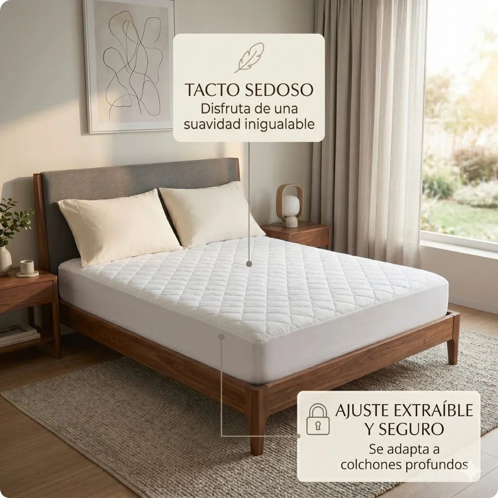 😴 Protector de Colchón Antifluidos + Funda x2 | Cuidado Total Contra Manchas y Humedad.👌
