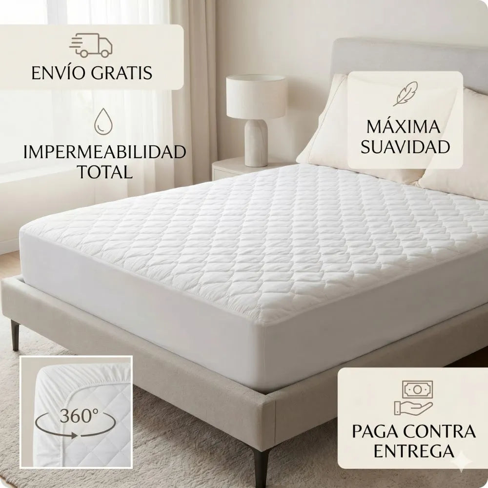 😴 Protector de Colchón Antifluidos + Funda x2 | Cuidado Total Contra Manchas y Humedad.👌