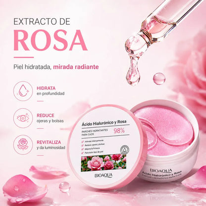 Bioaqua Parches de Rosa Ácido Hialurónico x60 PCS | "Reduce ojeras y líneas de expresión"