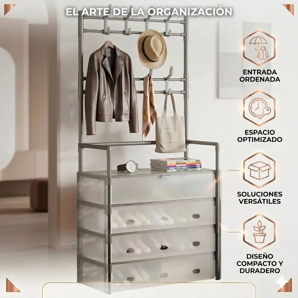 👔 Organizador con Perchero y Zapatero 👠| Tu Ropa y Calzado Favorito Siempre en su Lugar.