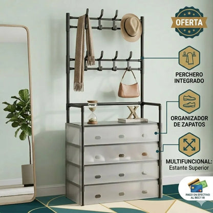 👔 Organizador con Perchero y Zapatero 👠| Tu Ropa y Calzado Favorito Siempre en su Lugar.