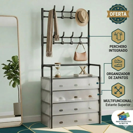 👔 Organizador con Perchero y Zapatero 👠| Tu Ropa y Calzado Favorito Siempre en su Lugar.
