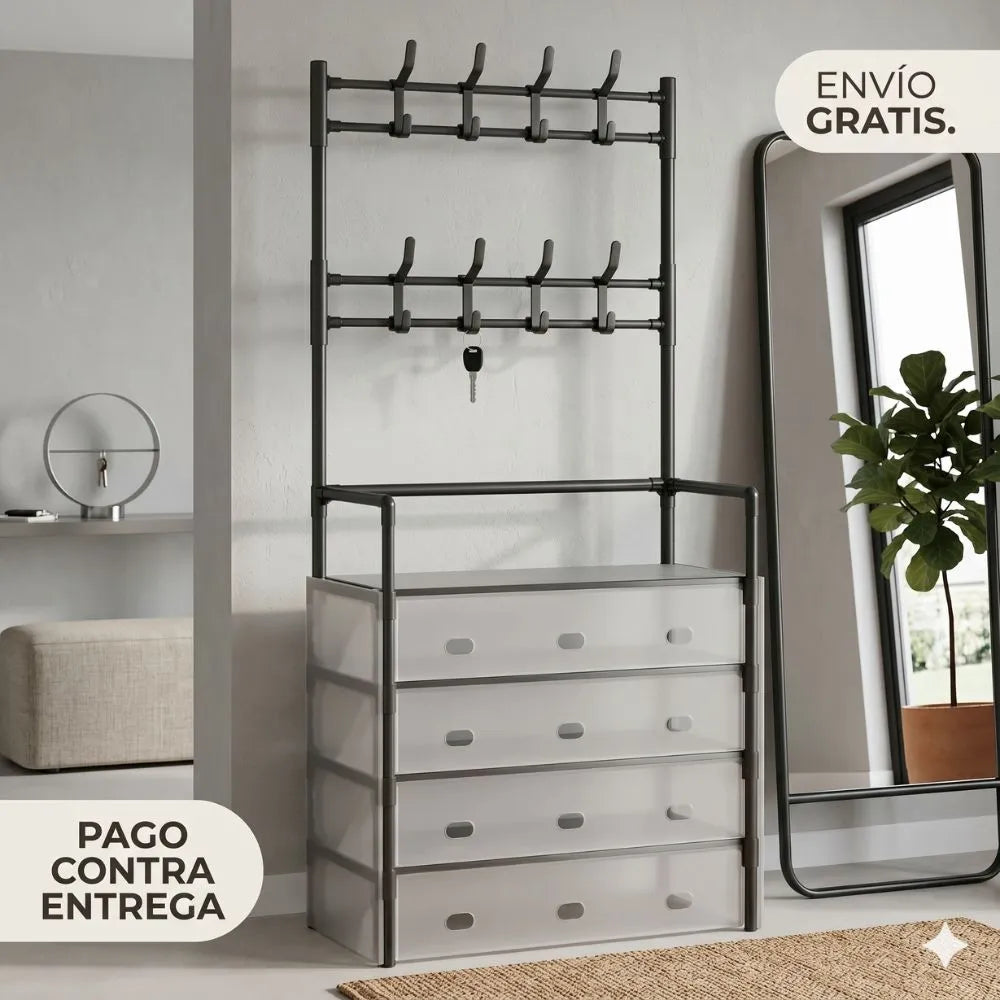 👔 Organizador con Perchero y Zapatero 👠| Tu Ropa y Calzado Favorito Siempre en su Lugar.
