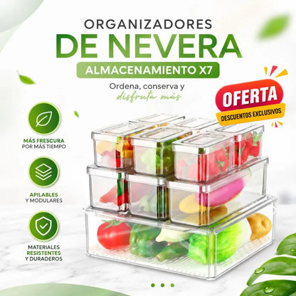 Organizadores De Nevera x7pcs | "Alimentos frescos, visibles y organizados"