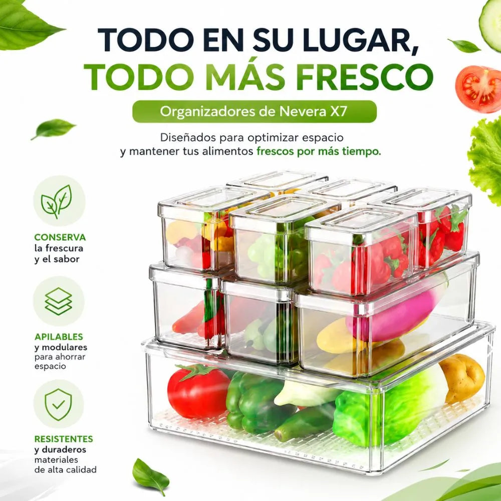 Organizadores De Nevera x7pcs | "Alimentos frescos, visibles y organizados"