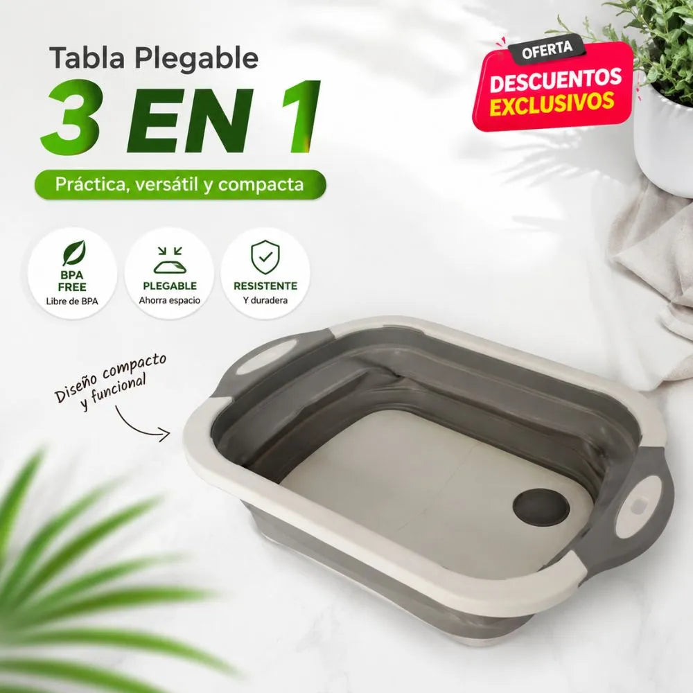 🥗 Tabla Plegable 3 En 1 | "Facilidad total para organizar, lavar y picar tus alimentos" 🍉