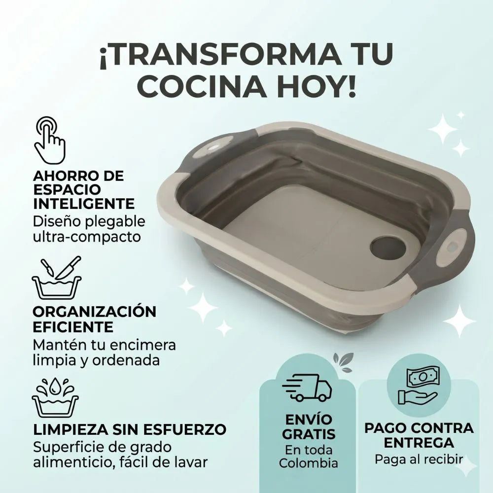 🥗 Tabla Plegable 3 En 1 | "Facilidad total para organizar, lavar y picar tus alimentos" 🍉