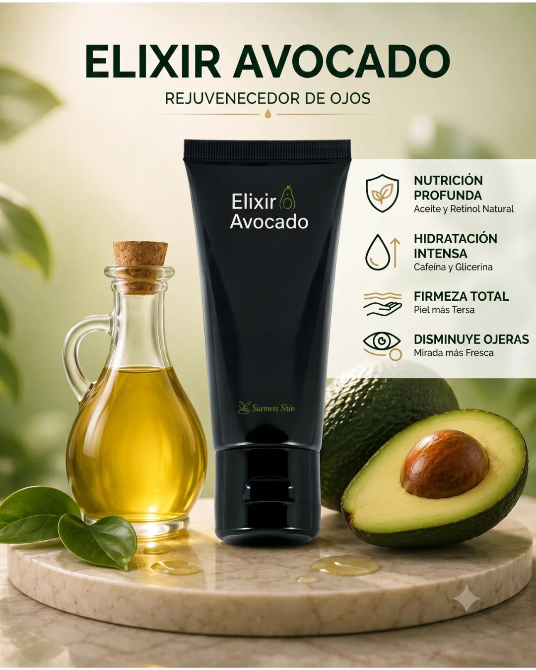 🥑 Contorno De Ojos De Aguacate Y Retinol | "Reduce bolsas, ojeras y mirada cansada"