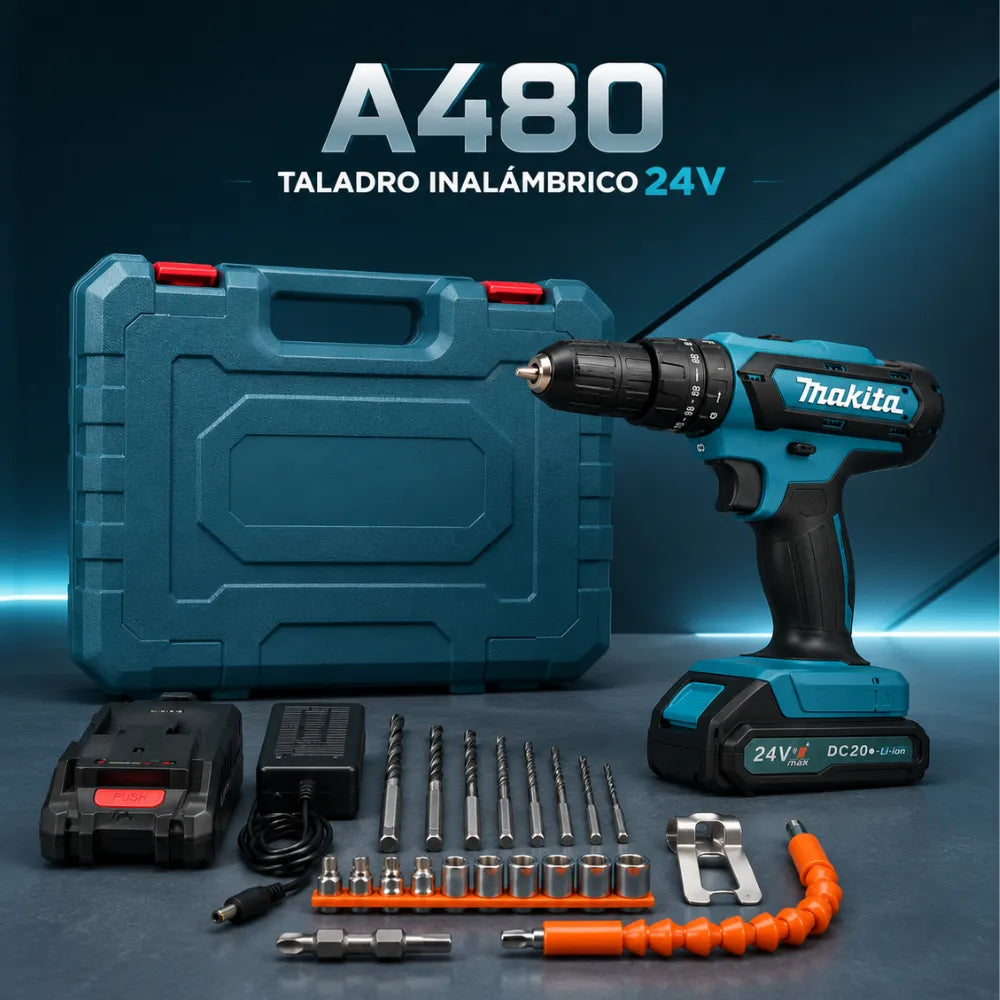 🛠️ A480 Taladro Inalámbrico 24V Kit 35 Pcs | "Solución completa para tu hogar y trabajo pesado"
