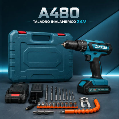 🛠️ A480 Taladro Inalámbrico 24V Kit 35 Pcs | "Solución completa para tu hogar y trabajo pesado"