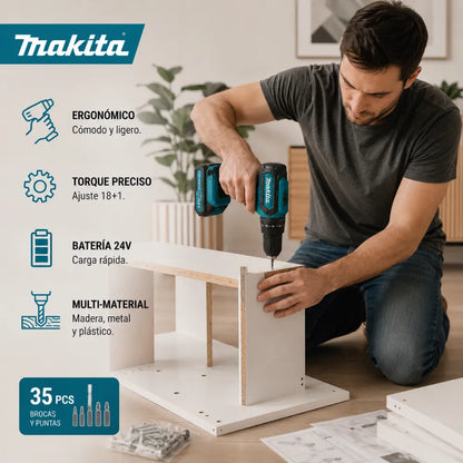 🛠️ A480 Taladro Inalámbrico 24V Kit 35 Pcs | "Solución completa para tu hogar y trabajo pesado"